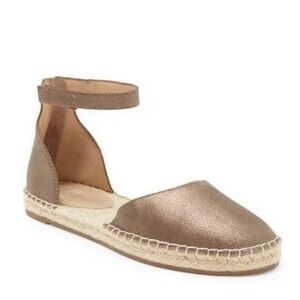 Eileen Fisher Size 9.5 Espadrille Flat Sandals NEW Gold Copper Leather Lala $149